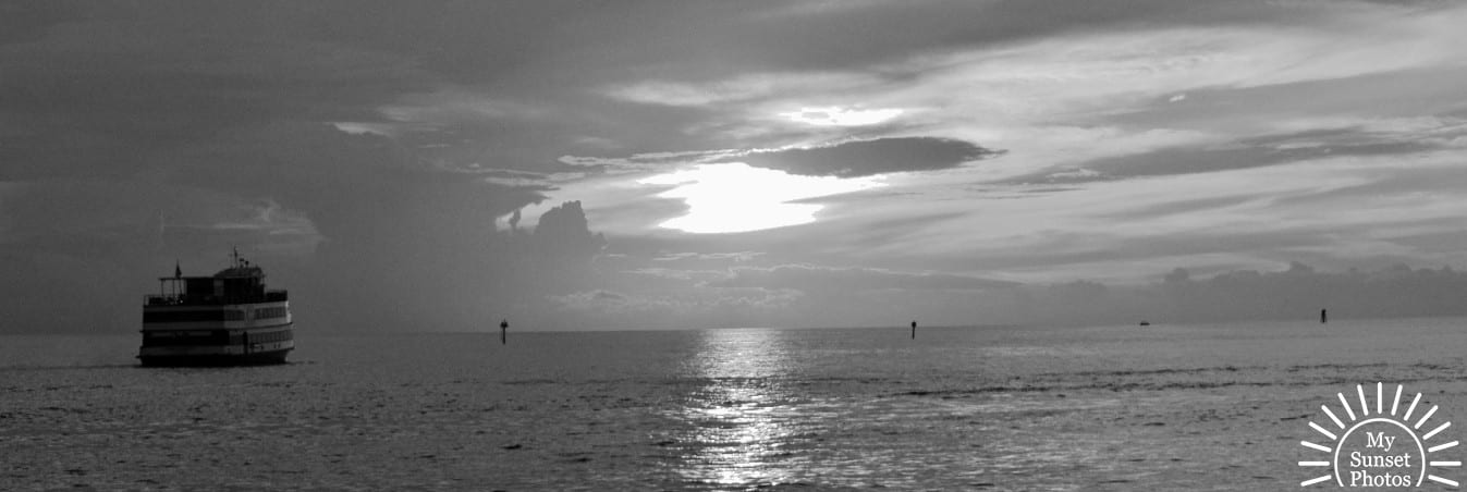 Black and White Sunset at Clearwater Beach Florida