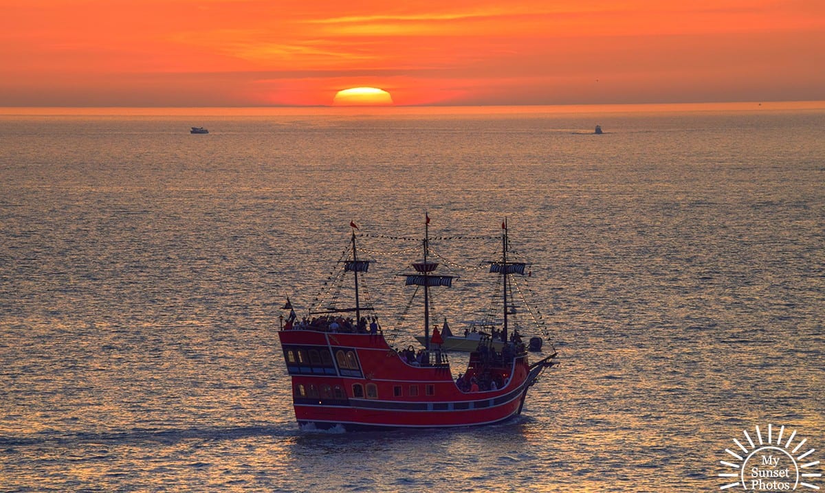 A Pirate Ship at the Sunset at Clearwater Beach FL